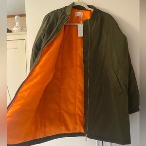 NanaMacs Olive Green Longline Bomber Jacket